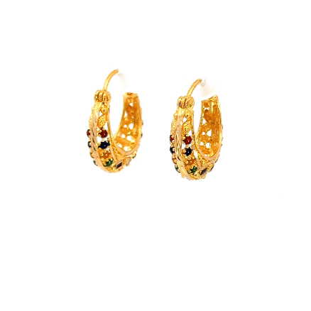 22k Yellow Gold Minakari Small Fancy Unique Earrings