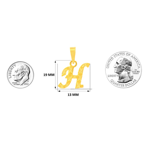 22K Yellow Gold Initial H Pendant with gold weight of 0.78g