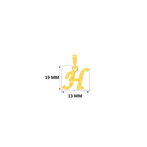 22K Yellow Gold Initial H Pendant with gold weight of 0.78g