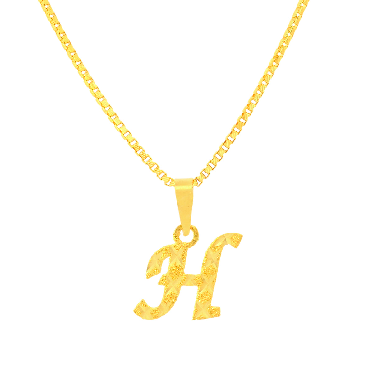 22K Yellow Gold Initial H Pendant with gold weight of 0.78g