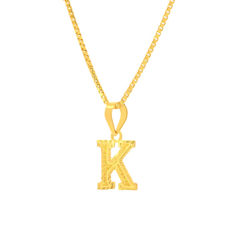 22K Yellow Gold Initial K Pendant with gold weight of 0.72g
