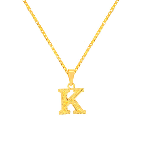 22K Yellow Gold Initial K Pendant with gold weight of 0.72g