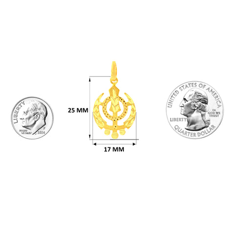 22K Yellow Gold Religious Khanda Medium Pendant with gold weight of 2.34g