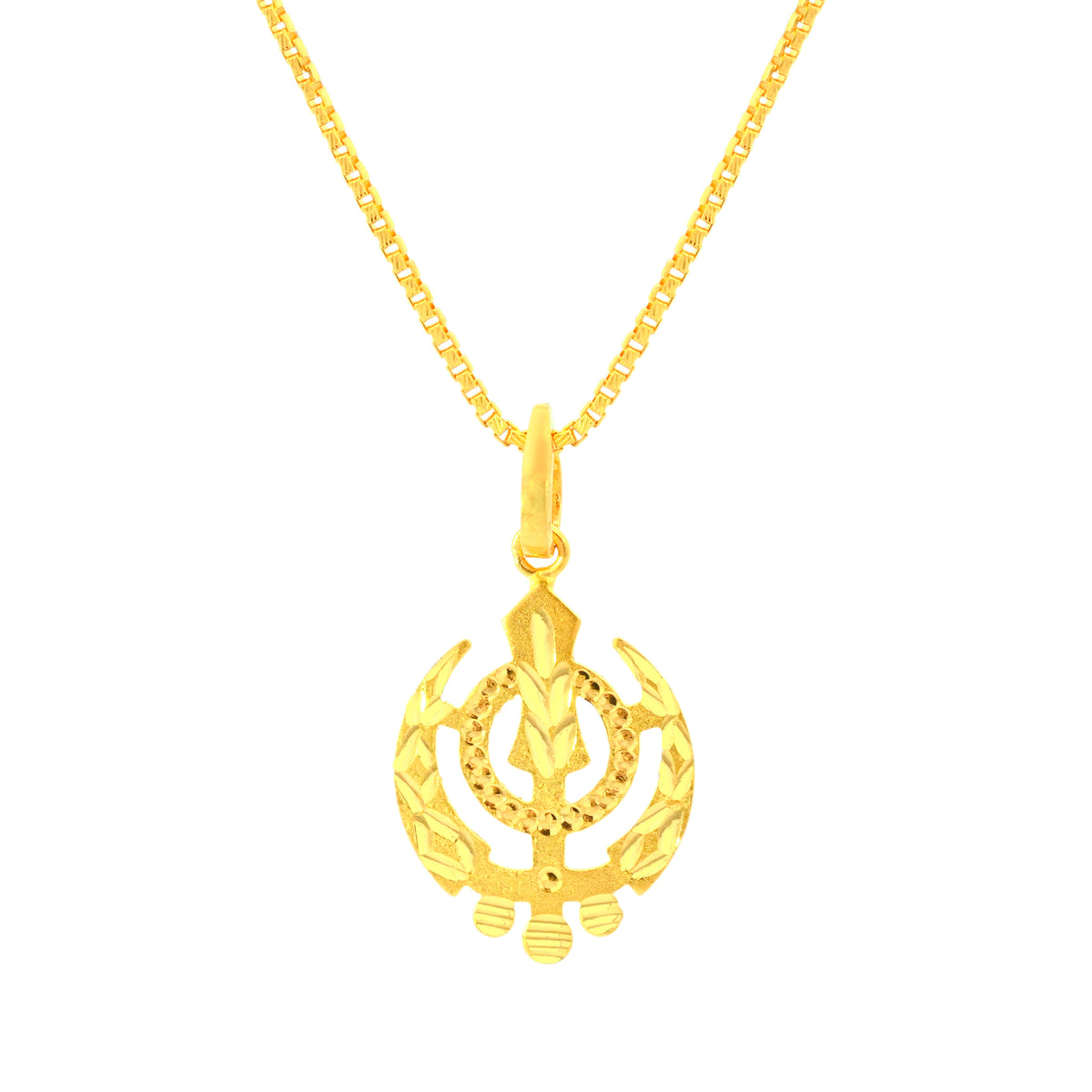 22K Yellow Gold Religious Khanda Medium Pendant with gold weight of 2.34g