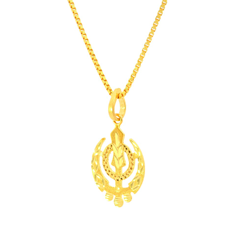 22K Yellow Gold Religious Khanda Medium Pendant with gold weight of 2.34g