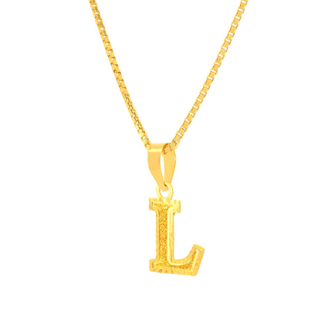 22K Yellow Gold Initial L Pendant with gold weight of 0.72g