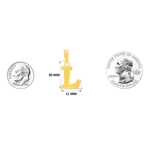 22K Yellow Gold Initial L Pendant with gold weight of 0.72g