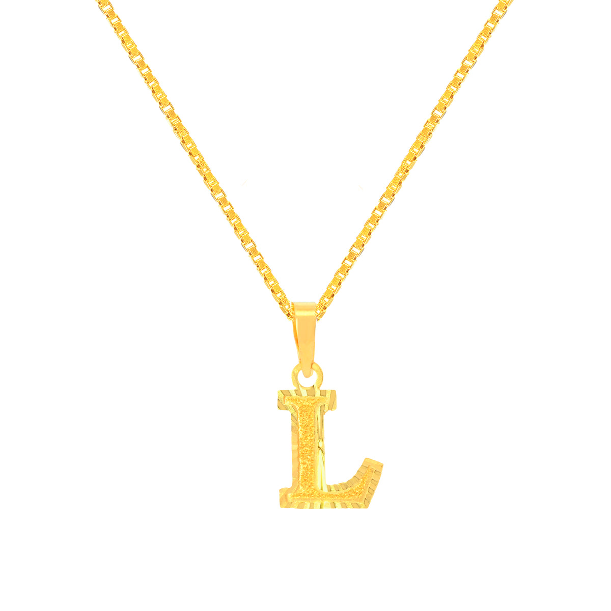 22K Yellow Gold Initial L Pendant with gold weight of 0.72g