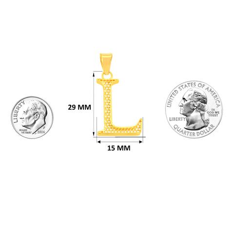 22K Yellow Gold Initial L Pendant with gold weight of 1.62g