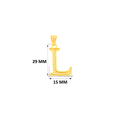 22K Yellow Gold Initial L Pendant with gold weight of 1.62g