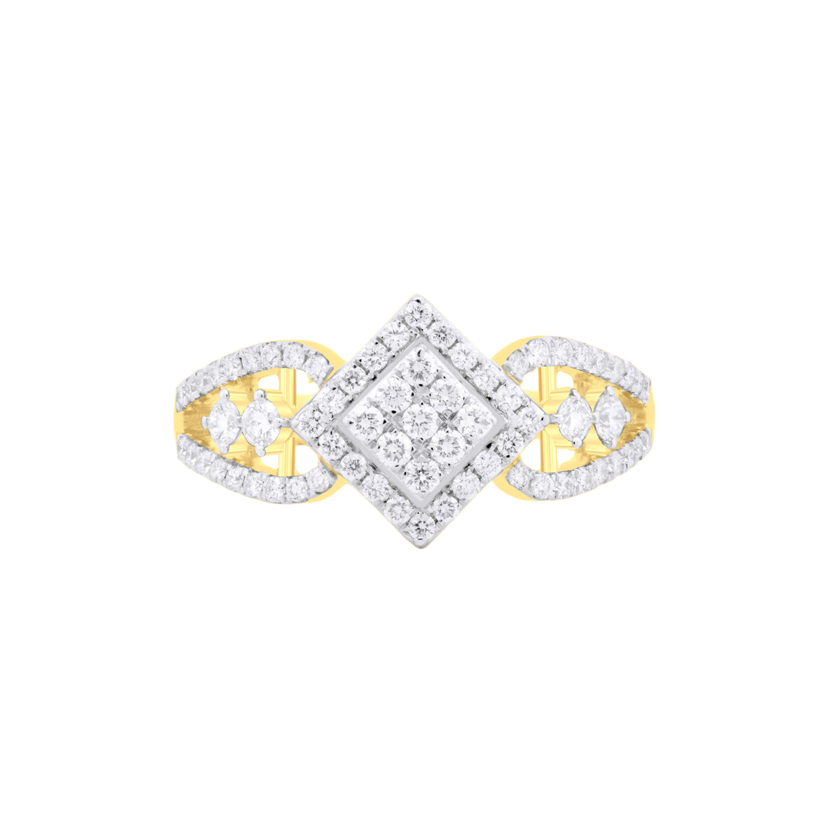 18k Yellow Gold and Diamond Fancy Ring in size 5.5 and total gold weight of 4.26g