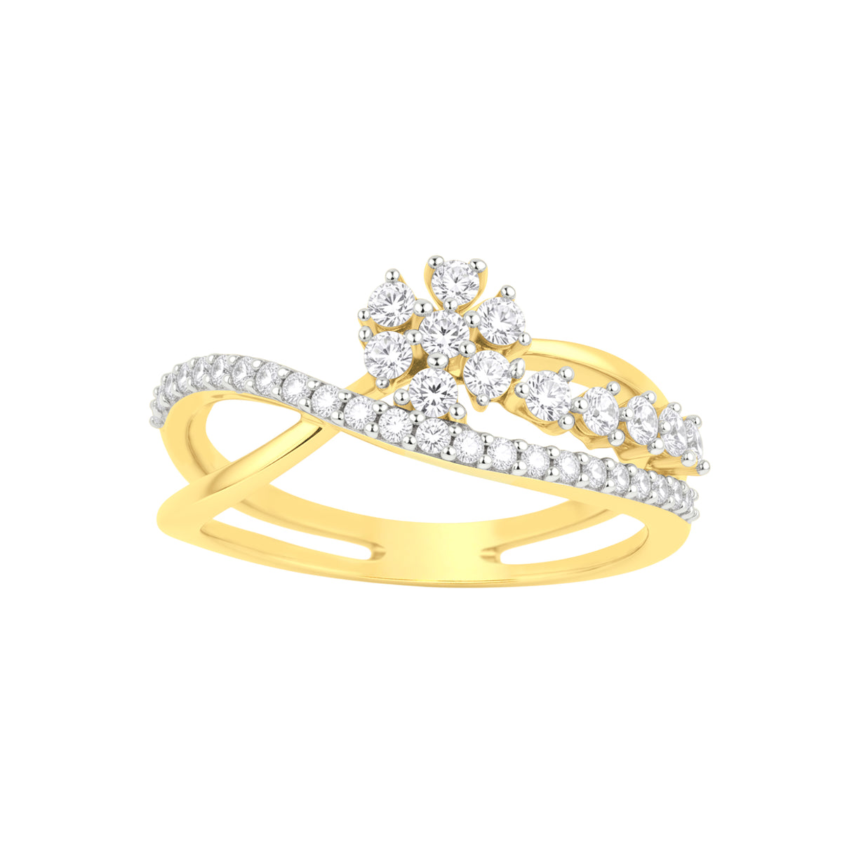 18k Yellow Gold and Diamond Fancy Ring in size 5.5 and total gold weight of 3.07g