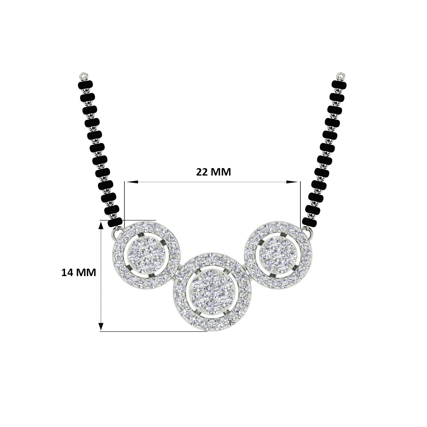 18k White Gold and Diamond Mangalsutra Necklace and gold weight of 5.95g