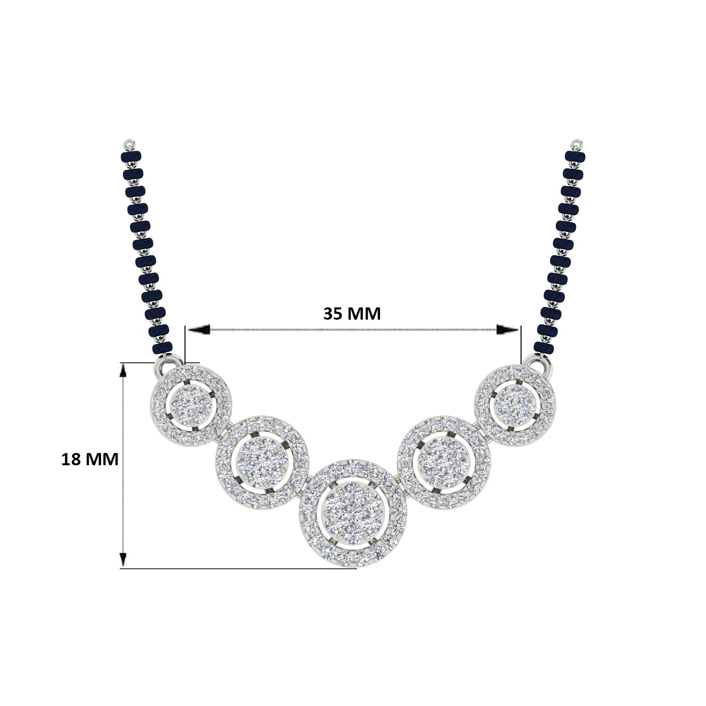 18k White Gold and Diamond Mangalsutra Necklace and gold weight of 8.43g