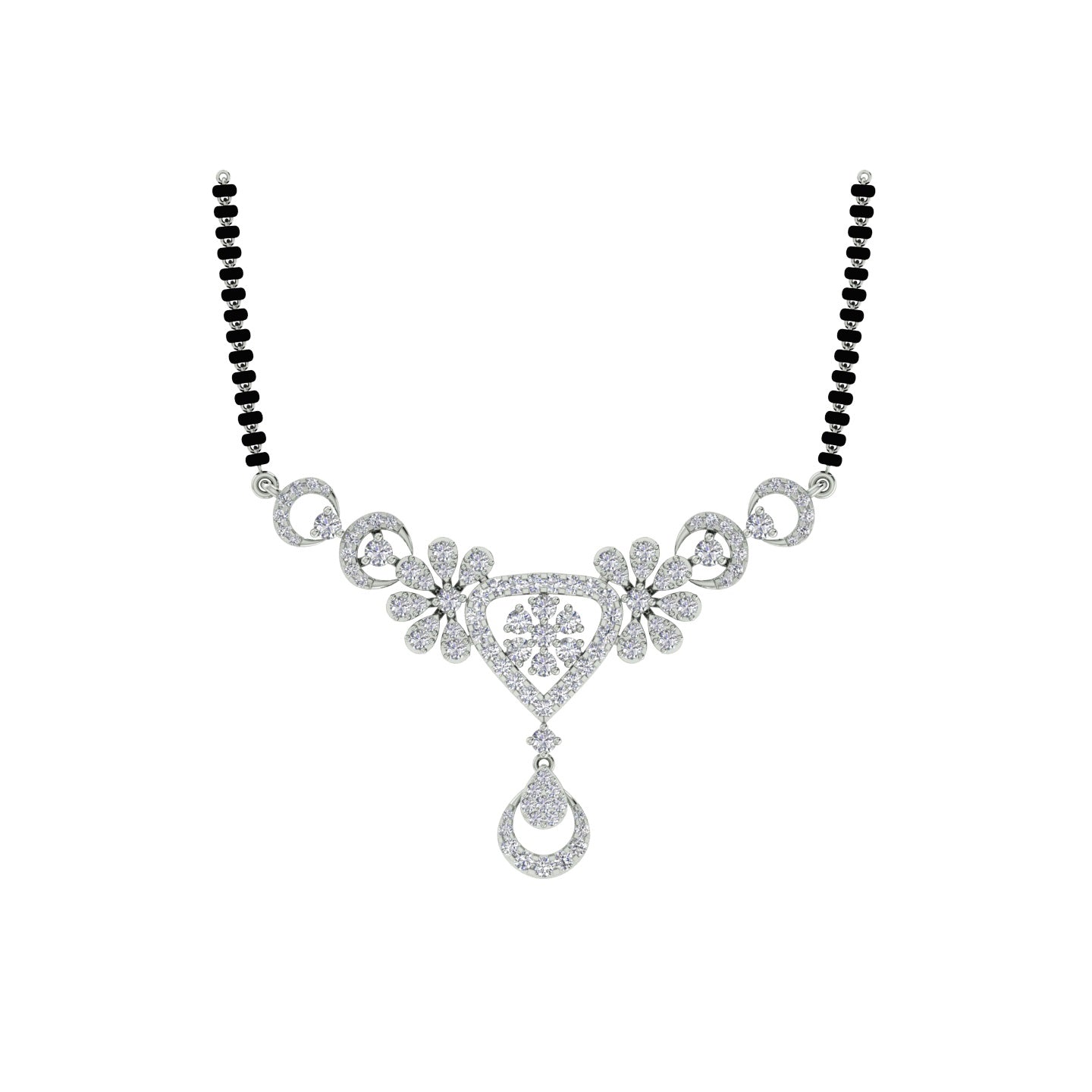 18k White Gold and Diamond Mangalsutra Necklace and gold weight of 8.35g