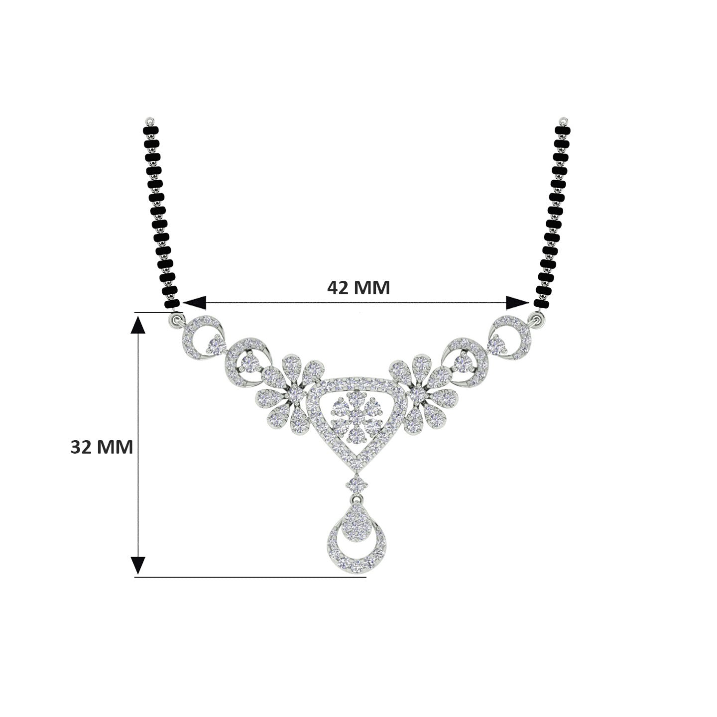 18k White Gold and Diamond Mangalsutra Necklace and gold weight of 8.35g