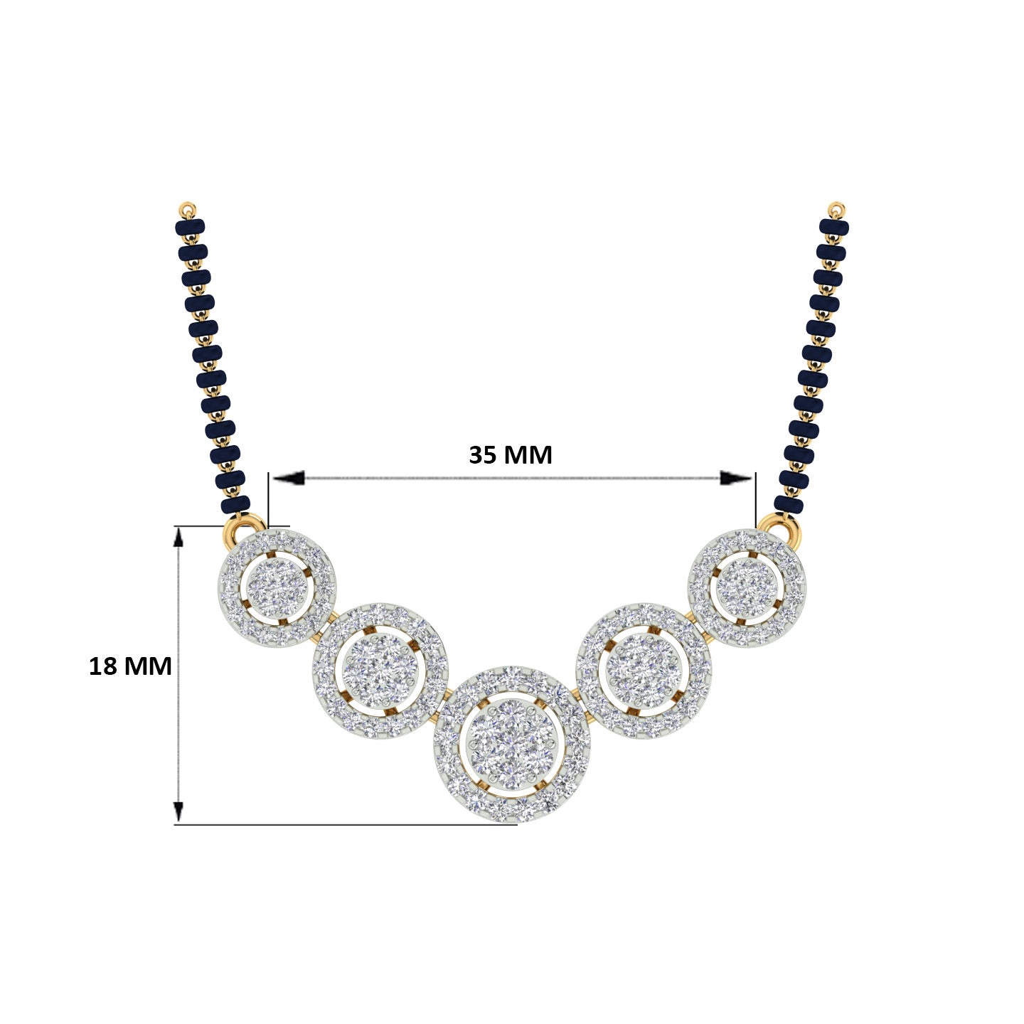 18k Yellow Gold and Diamond Mangalsutra Necklace and gold weight of 8.54g