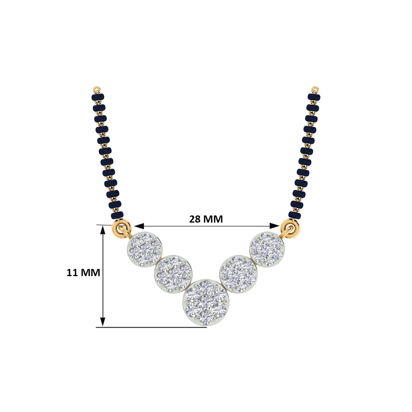 18k Yellow Gold and Diamond Mangalsutra Necklace and gold weight of 5.39g