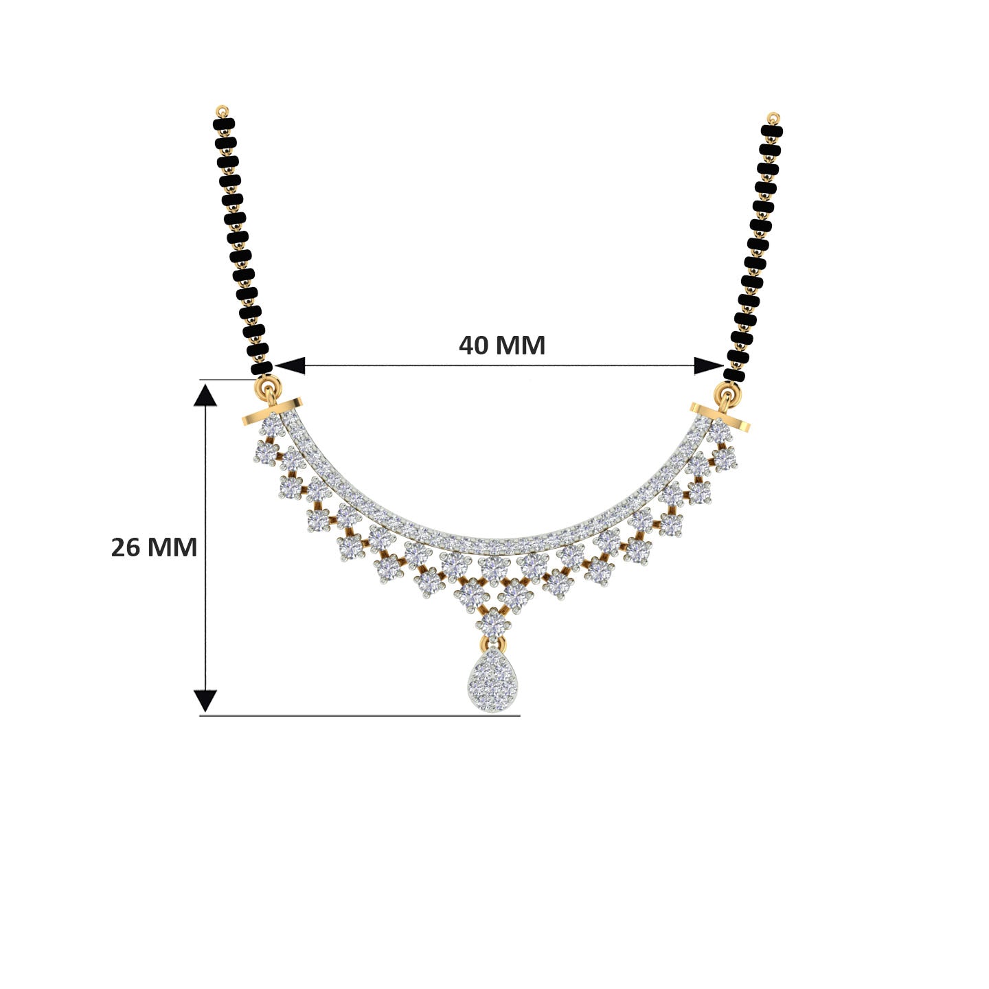 18k Yellow Gold and Diamond Mangalsutra Necklace and gold weight of 6.64g