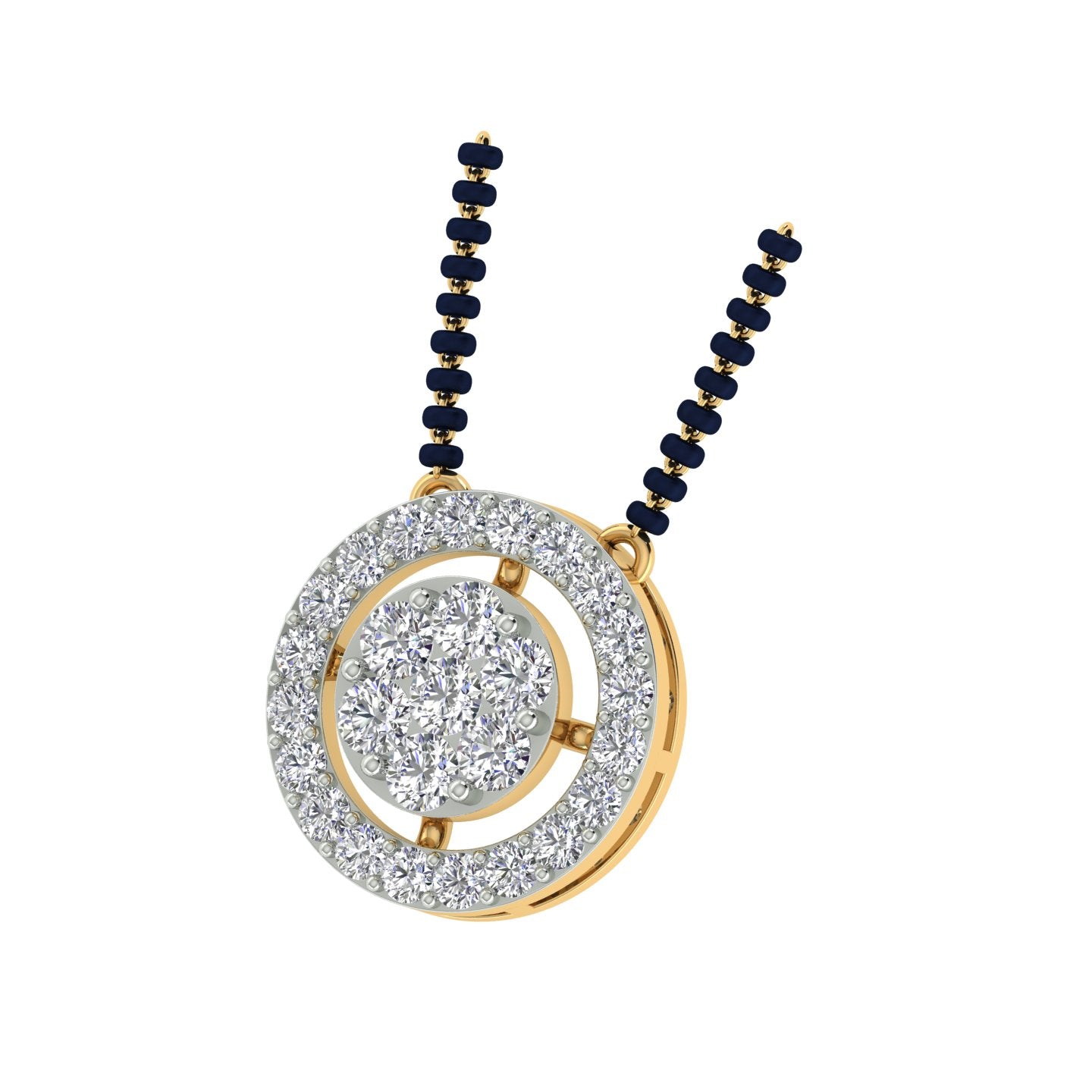 18k Yellow Gold Round and Diamond Solitaire measuring 18mm thickness x 2mm width and Carat weight of 0.47 (27 pieces)