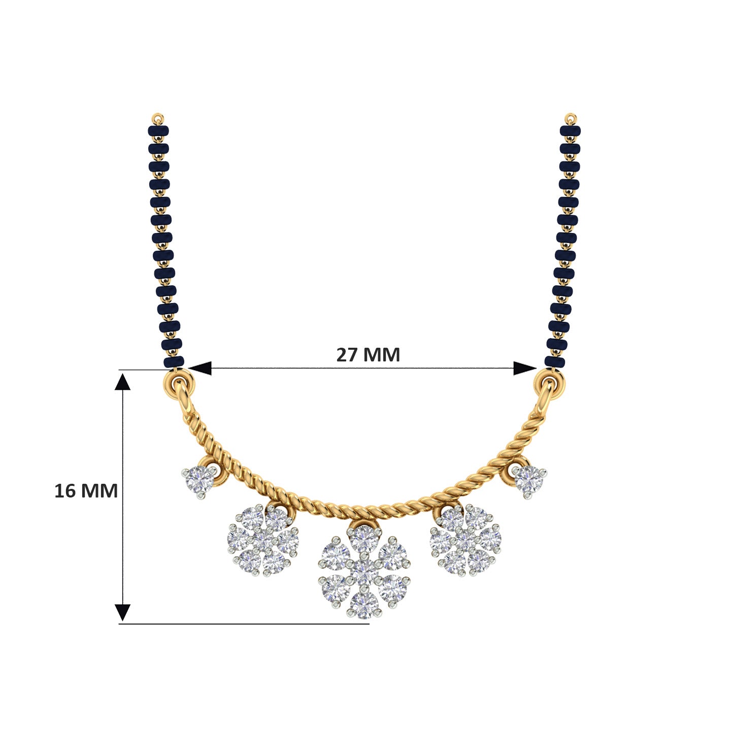 18k Yellow Gold Round and Diamond with Chain measuring 18mm thickness x 2mm width and Carat weight of 0.443 (23 pieces)