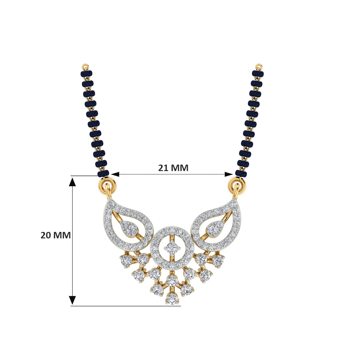 18k Yellow Gold Round and Diamond with Chain measuring 18mm thickness x 2mm width and Carat weight of 0.469 (75 pieces)