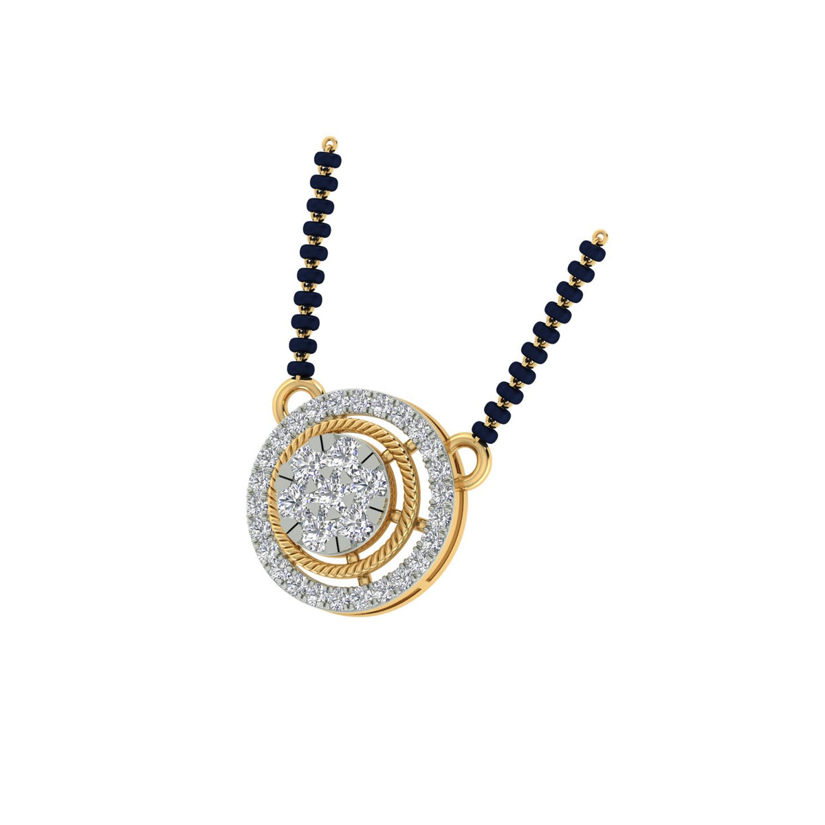 18k Yellow Gold Round and Diamond Solitaire measuring 18mm thickness x 2mm width and Carat weight of 0.605 (33 pieces)