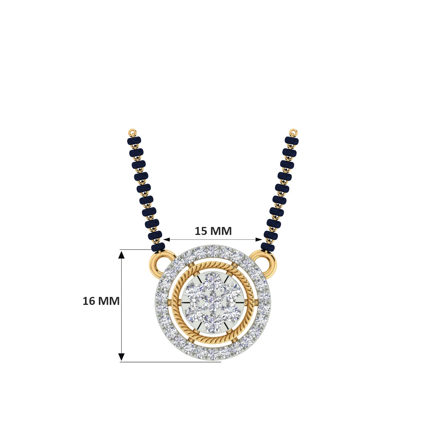 18k Yellow Gold Round and Diamond Solitaire measuring 18mm thickness x 2mm width and Carat weight of 0.605 (33 pieces)