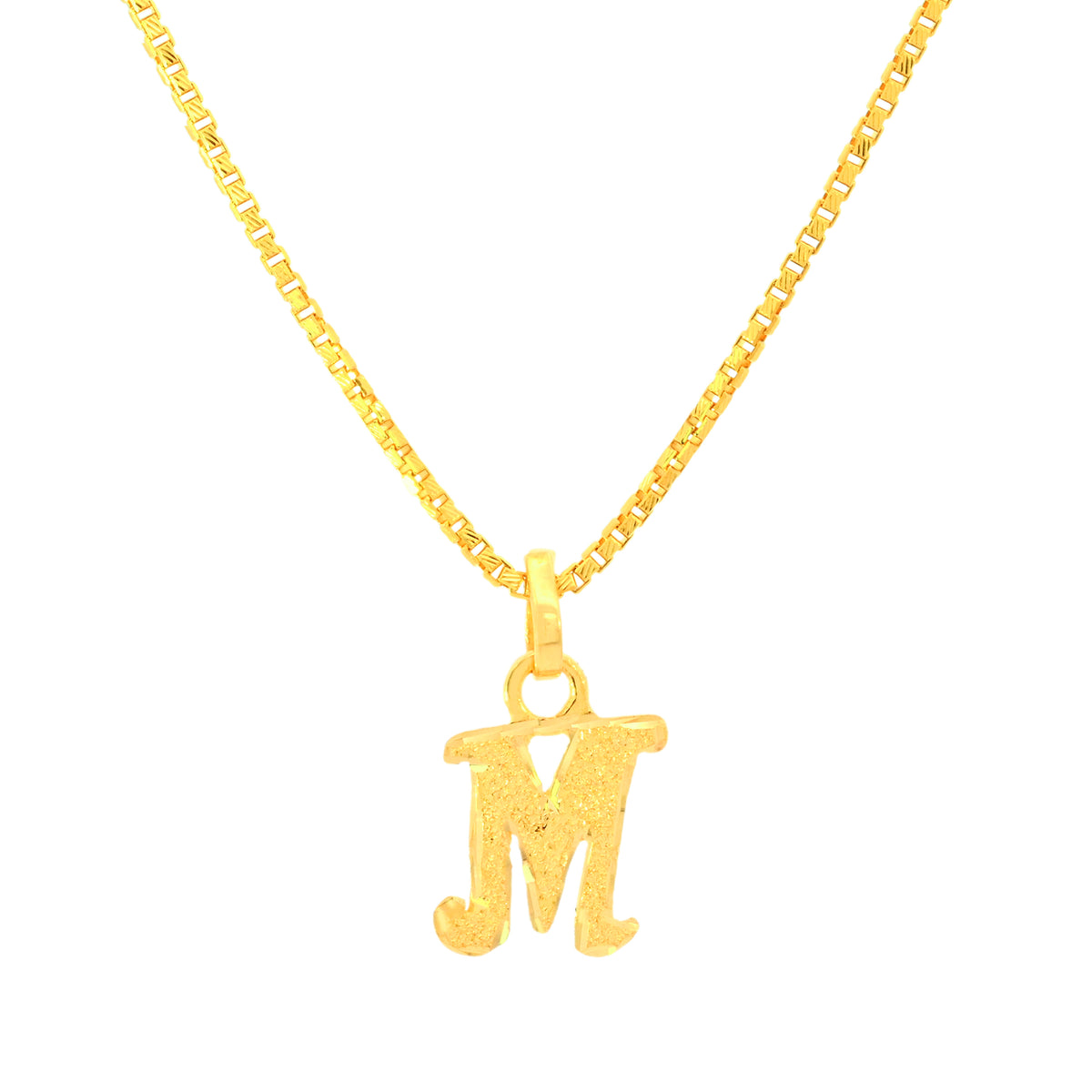 22K Yellow Gold Initial Initial M Pendant with gold weight of 1.05g