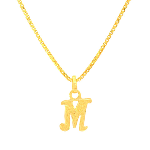 22K Yellow Gold Initial Initial M Pendant with gold weight of 1.05g