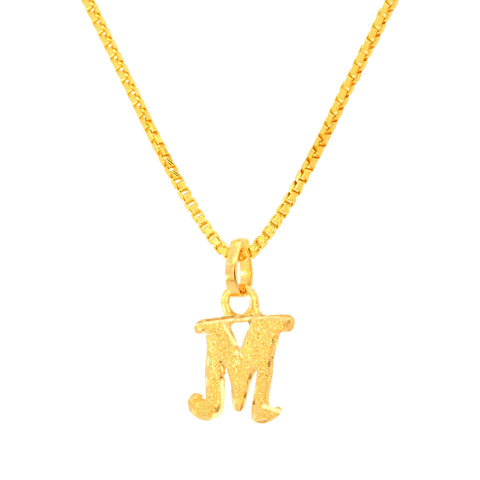 22K Yellow Gold Initial Initial M Pendant with gold weight of 1.05g