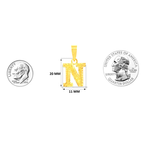 22K Yellow Gold Initial N Pendant with gold weight of 0.87g