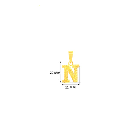 22K Yellow Gold Initial N Pendant with gold weight of 0.87g