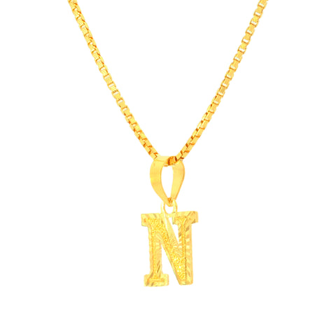 22K Yellow Gold Initial N Pendant with gold weight of 0.87g