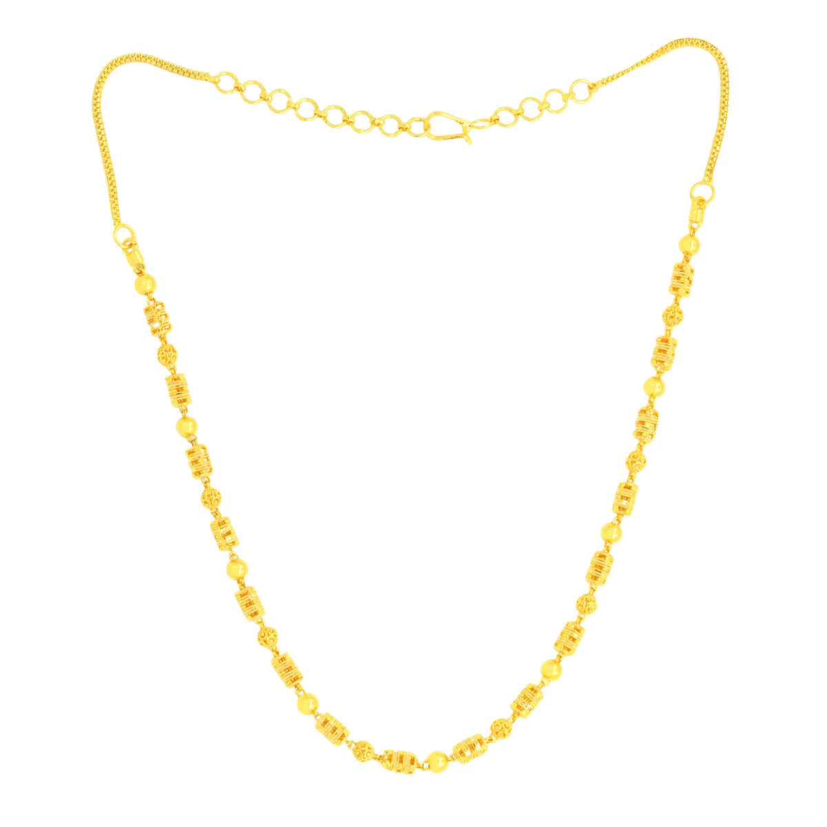 22K Gold 18 Inch Ornate Calcutta Mala Necklace