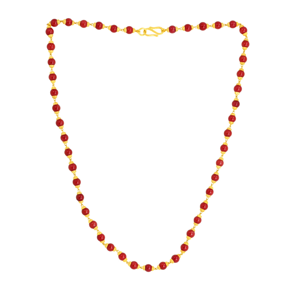 22k Gold Fashionable Faux Coral Bead Necklace