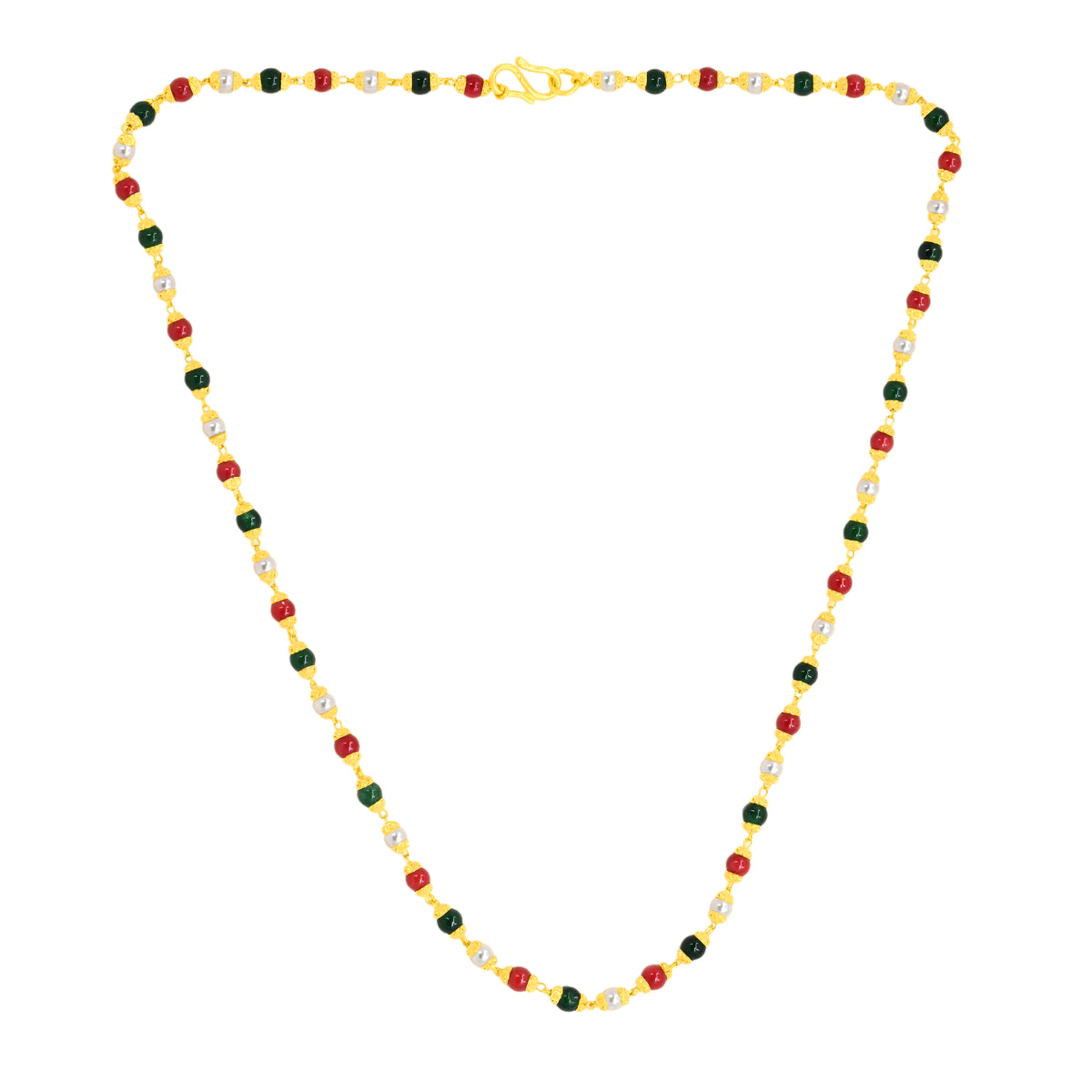22k Gold Pearl and Faux Coral  Beaded Necklace