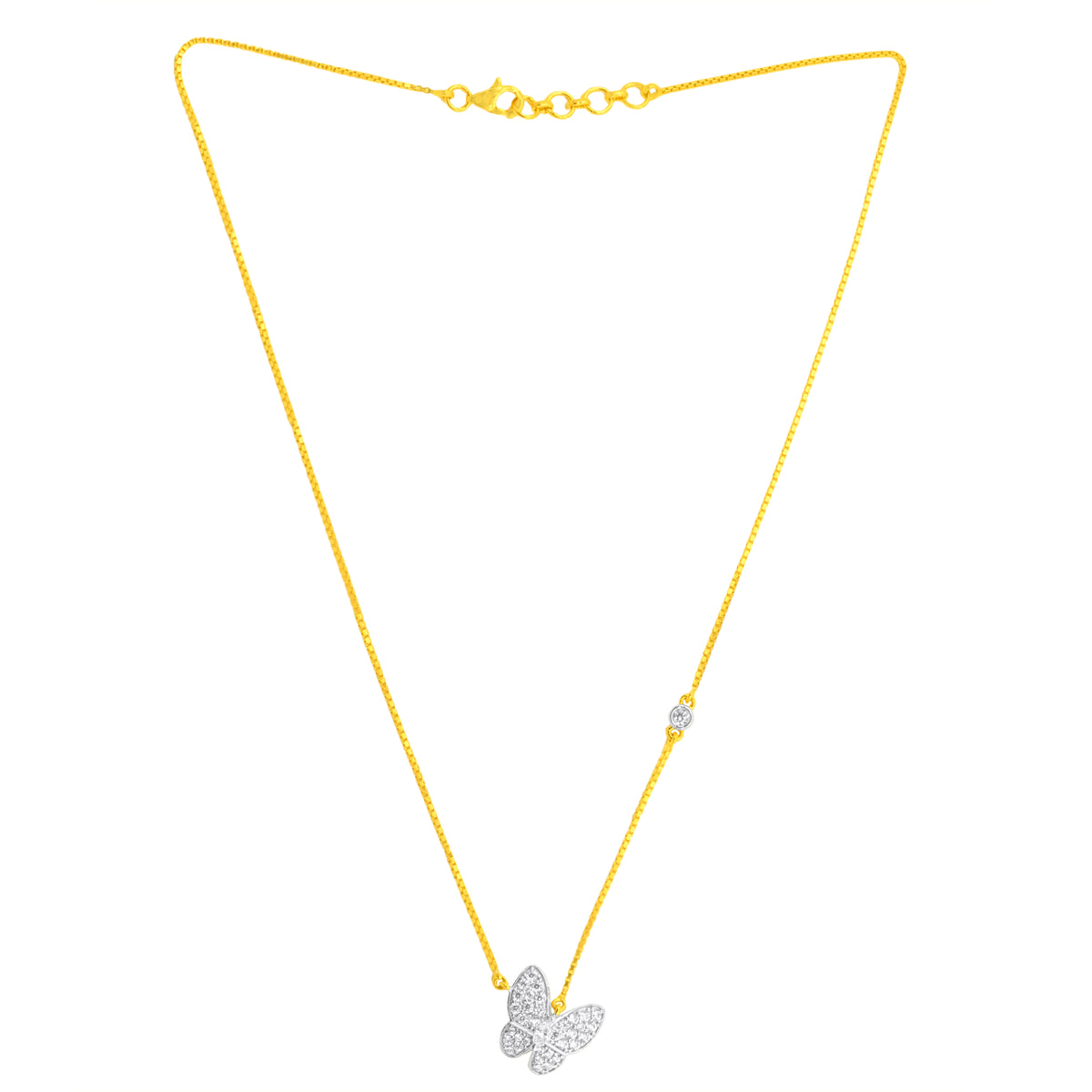 22K Yellow Cubic Zirconia Butterfly Chic Necklace