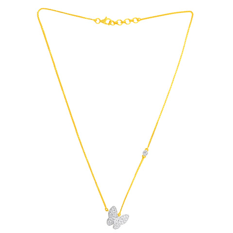 22K Yellow Cubic Zirconia Butterfly Chic Necklace