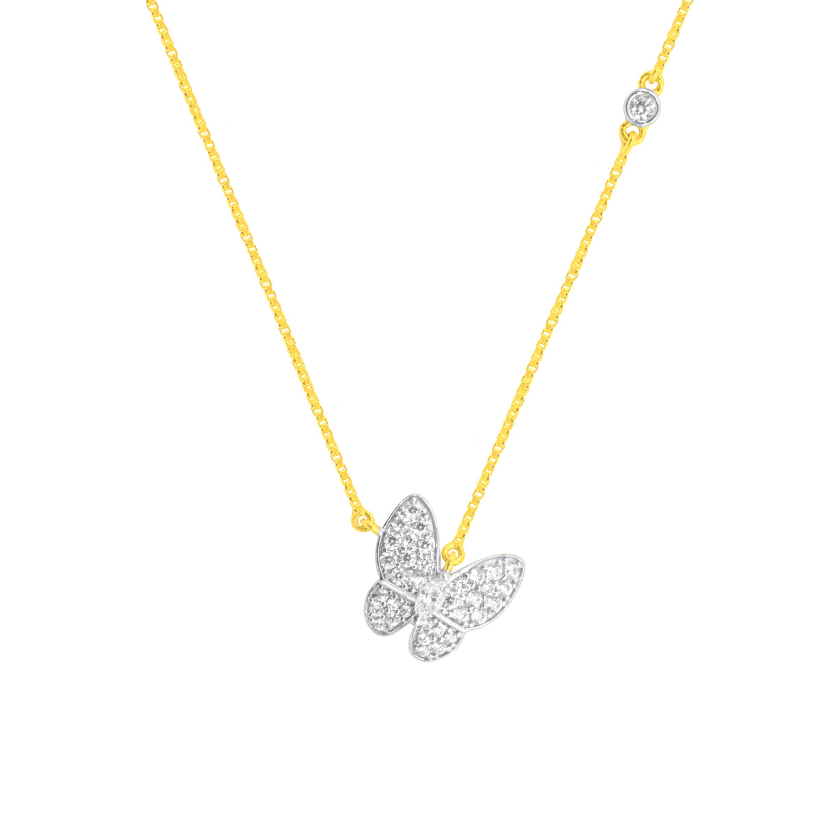22K Yellow Cubic Zirconia Butterfly Chic Necklace