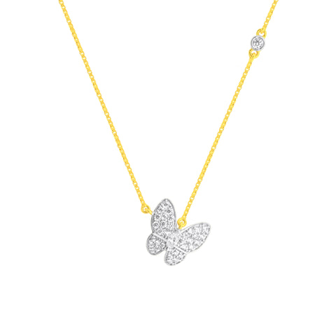 22K Yellow Cubic Zirconia Butterfly Chic Necklace
