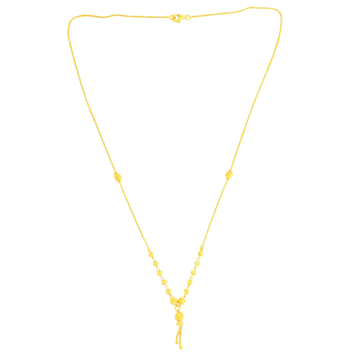 22K Yellow Gold Ball-Bead Graceful Necklace