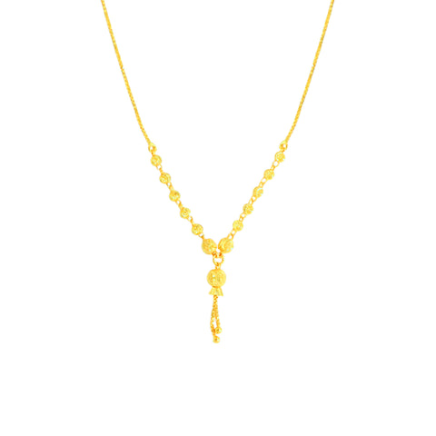 22K Yellow Gold Ball-Bead Unique Necklace