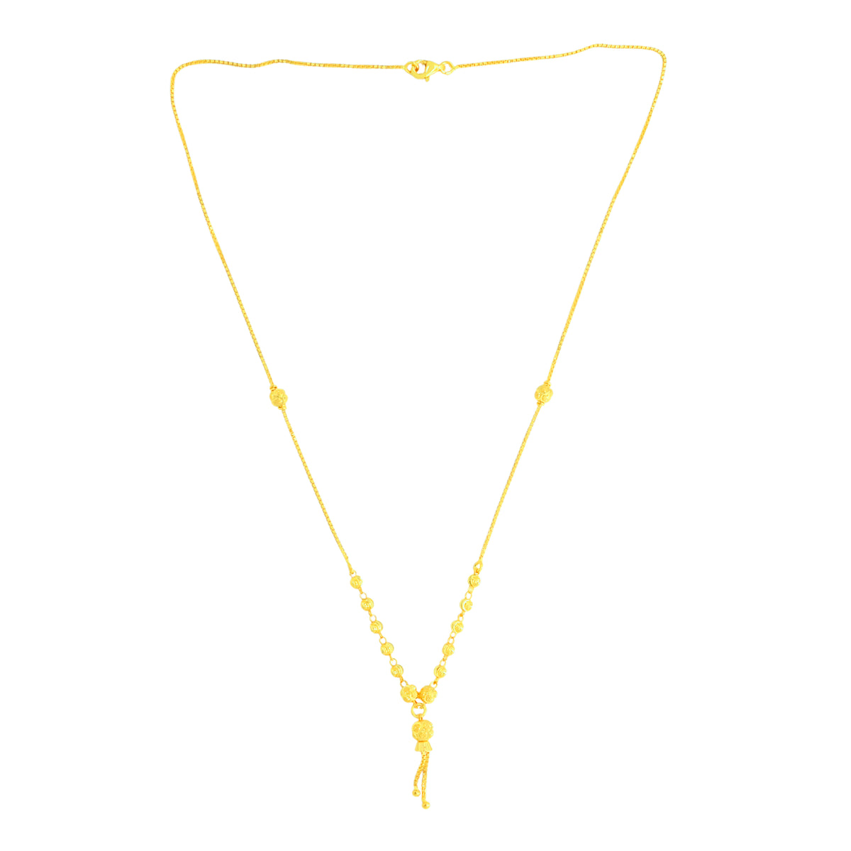 22K Yellow Gold Ball-Bead Shimmering Necklace