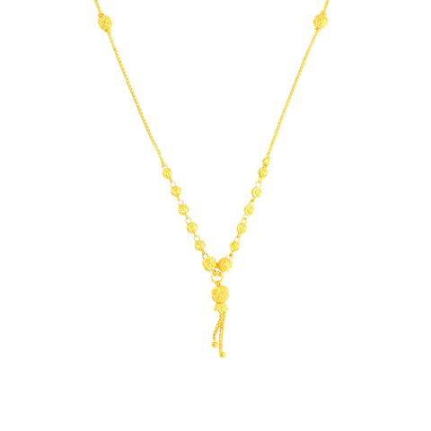 22K Yellow Gold Ball-Bead Shimmering Necklace