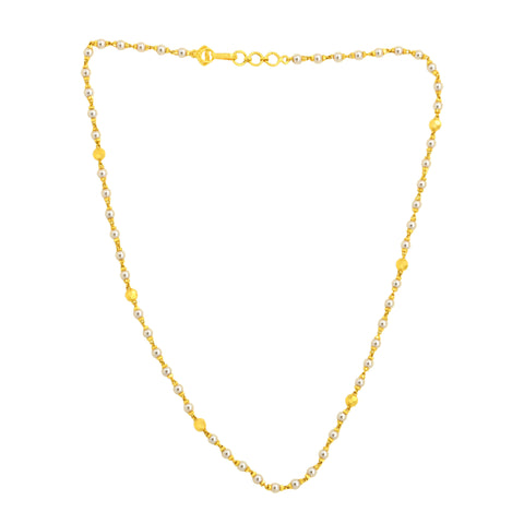 22K Yellow Gold Pearl-Bead Eye-catching Necklace