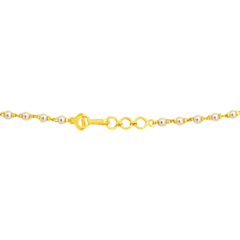 22K Yellow Gold Pearl-Bead Eye-catching Necklace