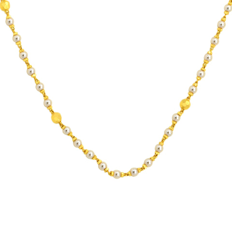22K Yellow Gold Pearl-Bead Eye-catching Necklace