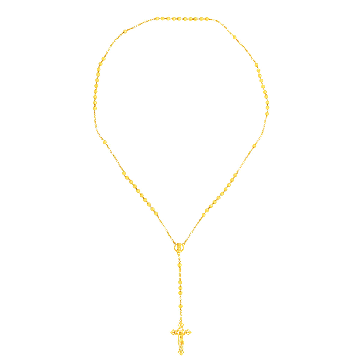 22K Yellow Gold Religious Cross Artistic Necklace