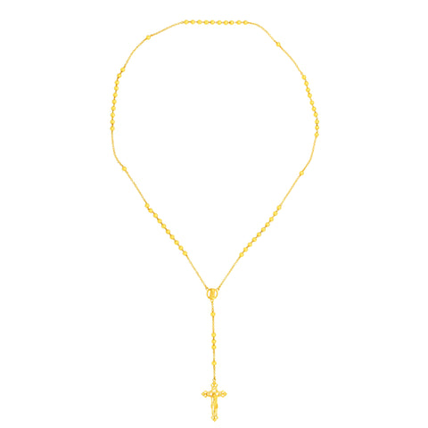 22K Yellow Gold Religious Cross Artistic Necklace